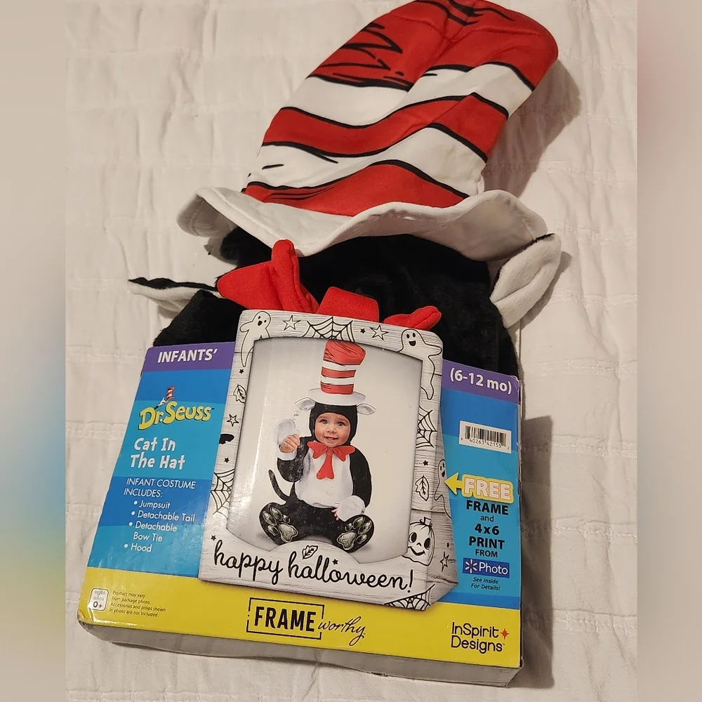 Dr.Suess Cat in the Hat Halloween‎ Costume for Infants, Size 6-12M NWT